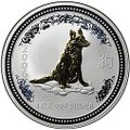 Монета 1 доллар 2006 Год Собаки позолота Лунар Австралия 