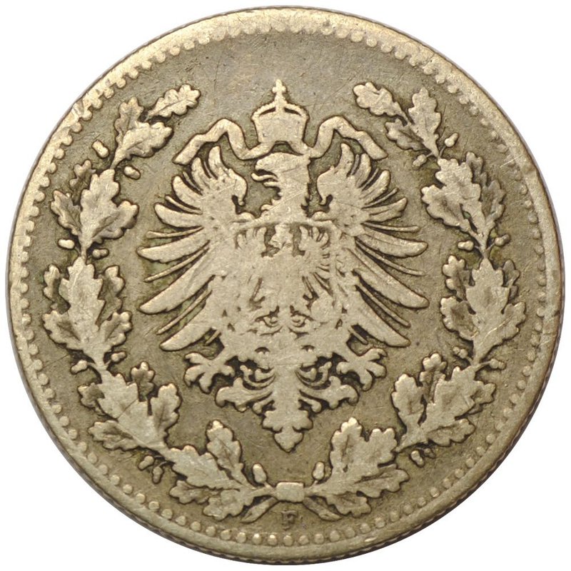 Монета 50 пфеннингов 1877 F Германия