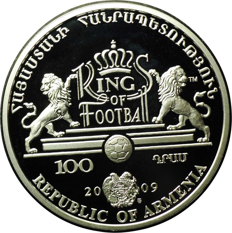 Монета 100 драм 2009 Франц Беккенбауэр - Короли Футбола Армения