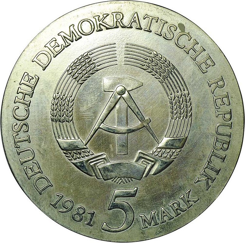 Монета 5 марок 1981 Тильман Рименшнайдер Германия ГДР