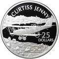 Монета 25 долларов 2003 Самолет Curtiss Jenny История Авиации Соломоновы Острова