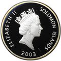 Монета 25 долларов 2003 Самолет Curtiss Jenny История Авиации Соломоновы Острова