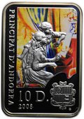 Монета 10 динар (динеров) 2008 Пьер-Огюст Ренуар Художники мира Андорра