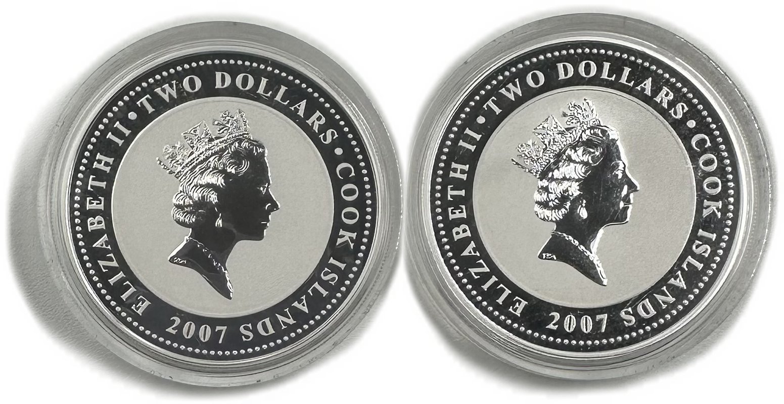 Набор 2 доллара 2007 Автомат Калашникова АК-47 PROOF Острова Кука 2 монеты