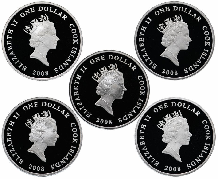 Набор 1 доллар 2008 Самолеты Антонова Острова Кука 5 монет