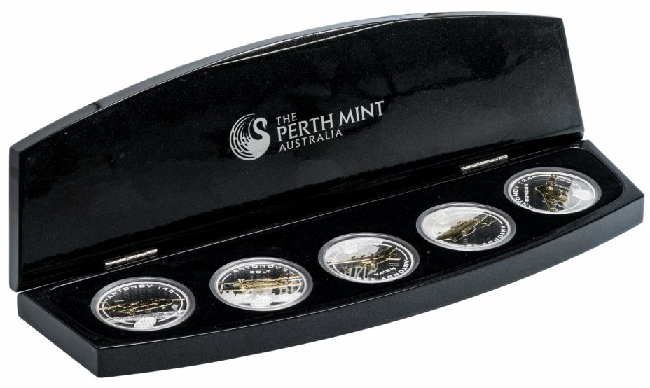 Набор 1 доллар 2008 Самолеты Антонова Острова Кука 5 монет