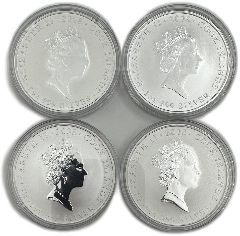 Набор 1 доллар 2008 Пионы Цветы небесной красоты Острова Кука 4 монеты