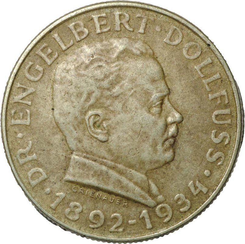 Монета 2 шиллинга 1934 Энгельберт Дольфус Австрия