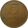 Монета 5 сантимов 1922 Латвия