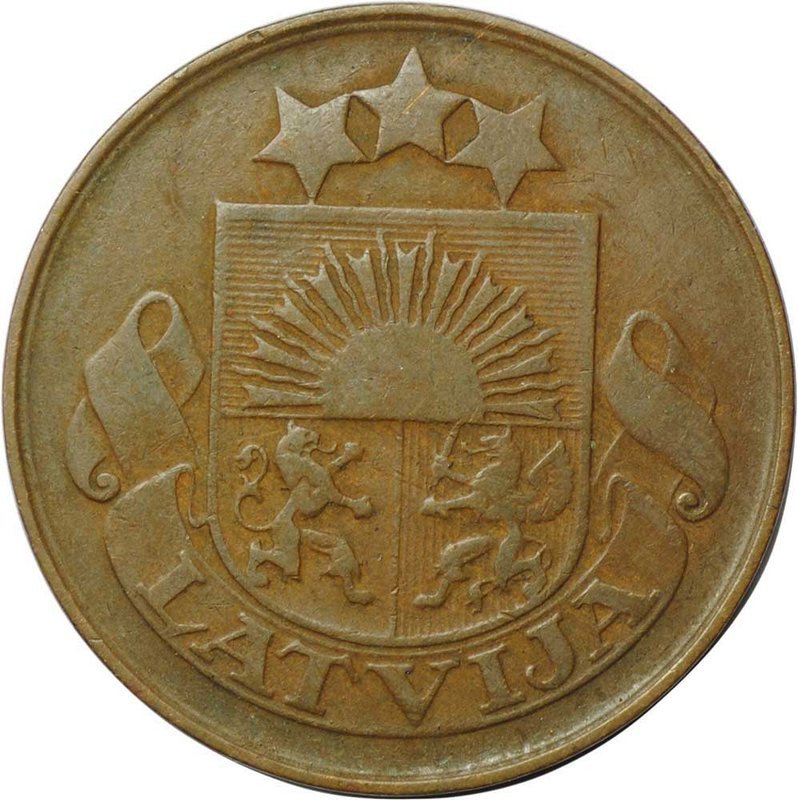 Монета 5 сантимов 1922 Латвия