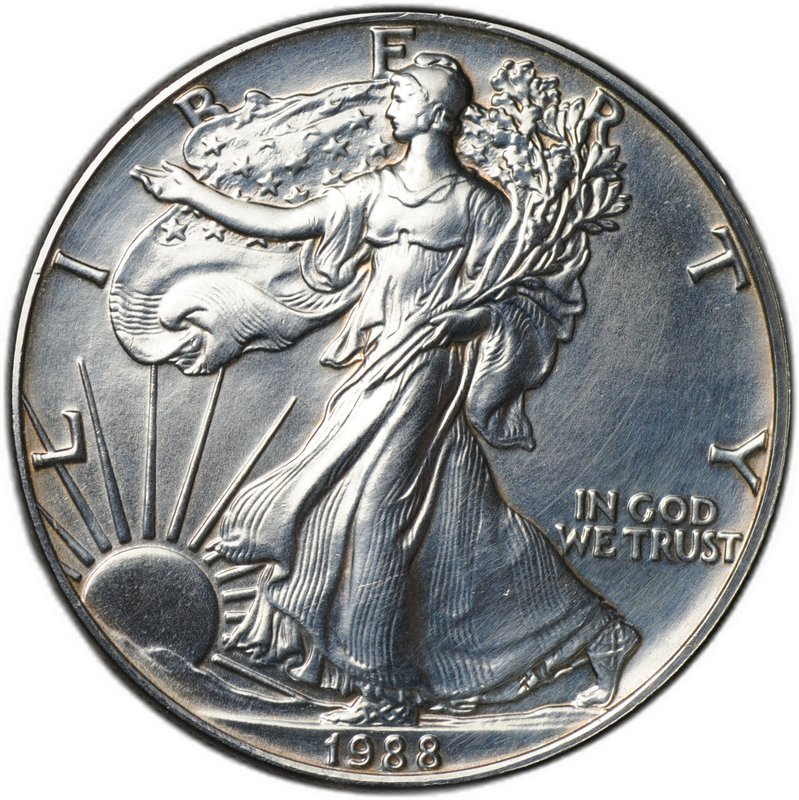 Монета 1 доллар 1988 Американский серебряный орёл (шагающая свобода) США