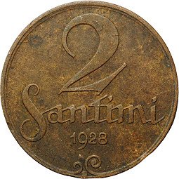 фото для Монета 2 сантима 1928 Латвия Аверс