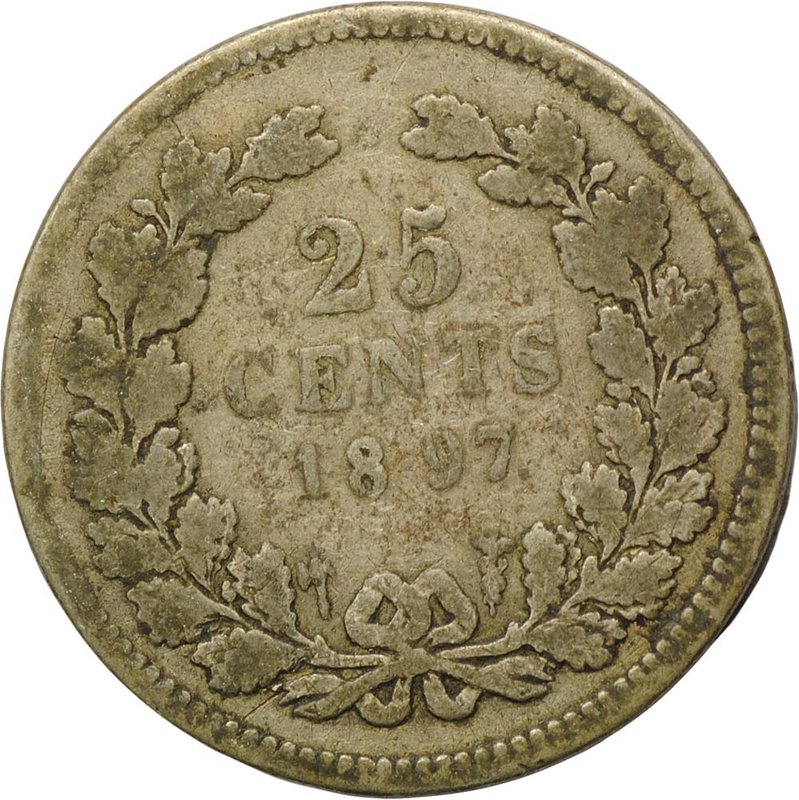 Монета 25 центов 1897 Нидерланды