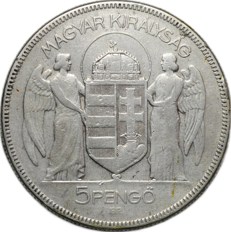 Монета 5 пенго 1930 10 лет регенства Адмирала Хорти Венгрия