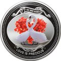 Монета 2 доллара 2010 Любовь это драгоценность Лебеди Ниуэ