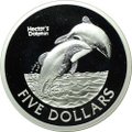Монета 5 долларов 2002 Дельфин Гектора серебро Новая Зеландия