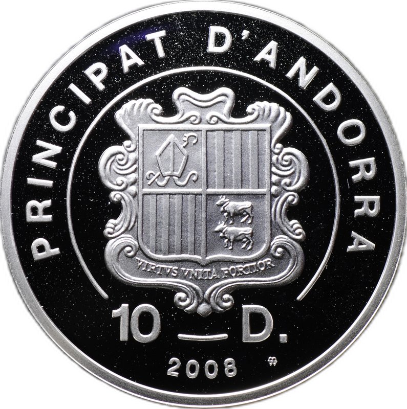 Монета 10 динар (динеров) 2008 Экстрим - Кайтсерфинг Андорра