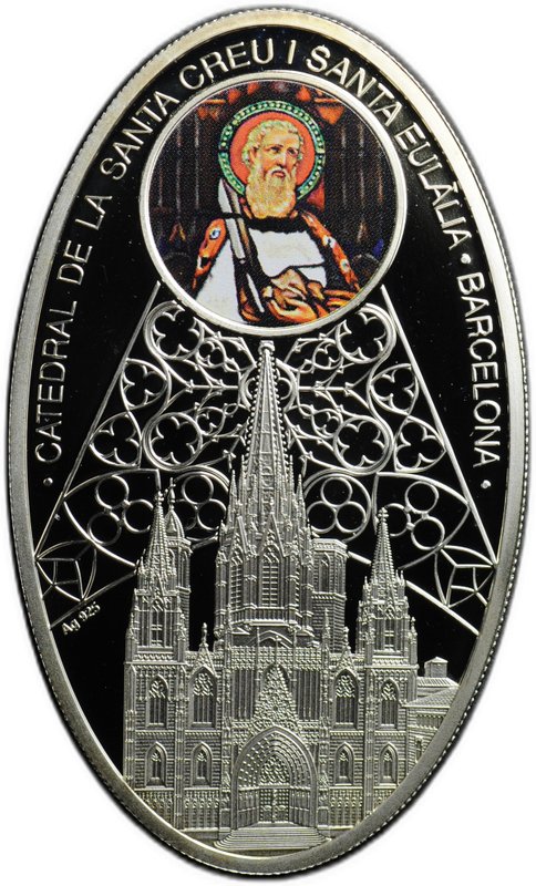 Монета 1 доллар 2011 Собор Святого Креста и Святой Евлалии Барселона Остров Ниуэ