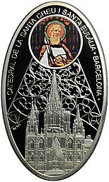 фото для Монета 1 доллар 2011 Собор Святого Креста и Святой Евлалии Барселона Остров Ниуэ Аверс