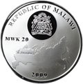 Монета 20 квача 2009 Эрмитаж и Александровская колонна Сокровища Санкт-Петербурга Малави