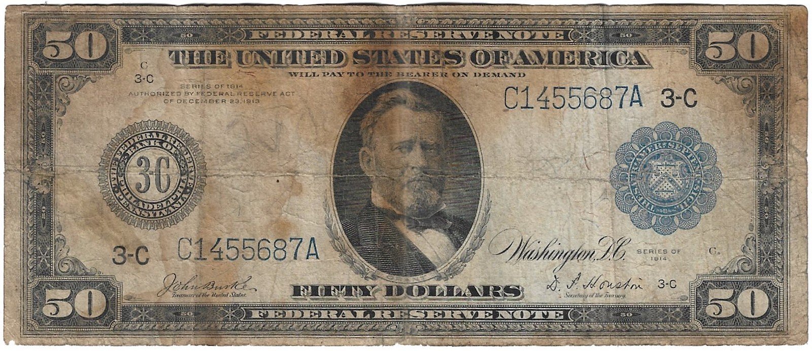 Банкнота 50 долларов 1914 Филадельфия США