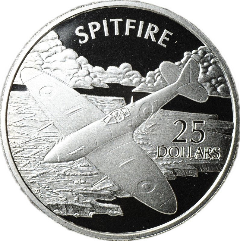 Монета 25 долларов 2003 Spitfire История Авиации Соломоновы острова