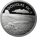 Монета 25 долларов 2003 Самолет Douglas DC-3 История Авиации Соломоновы острова