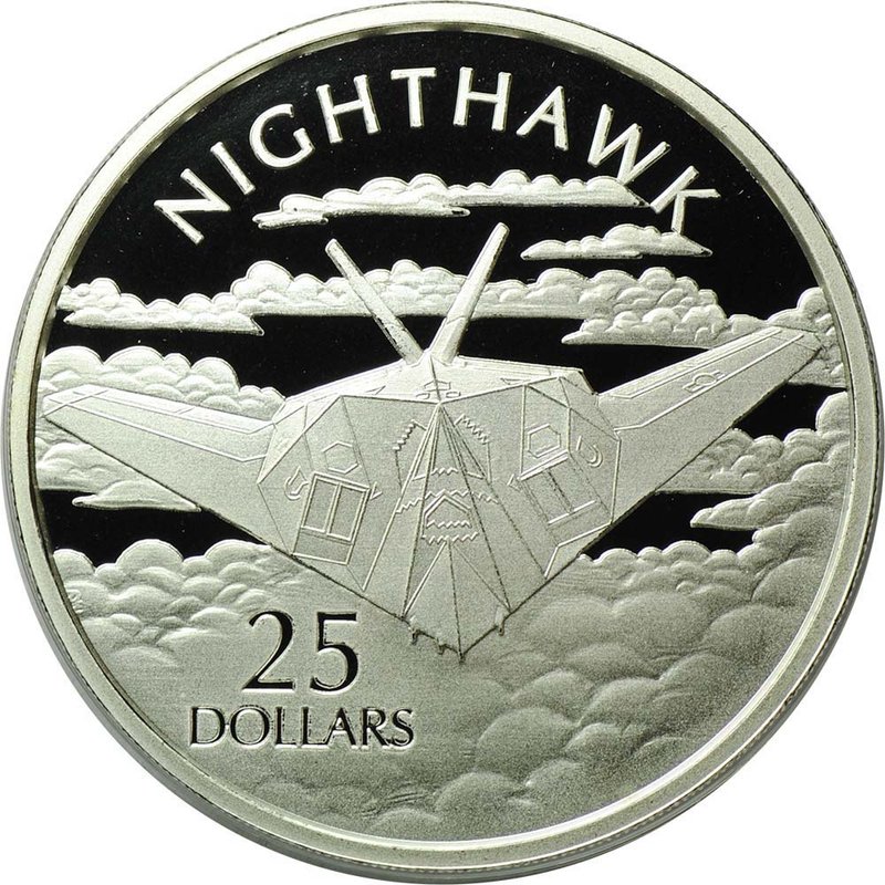 Монета 25 долларов 2003 Самолет Nighthawk История авиации Соломоновы острова