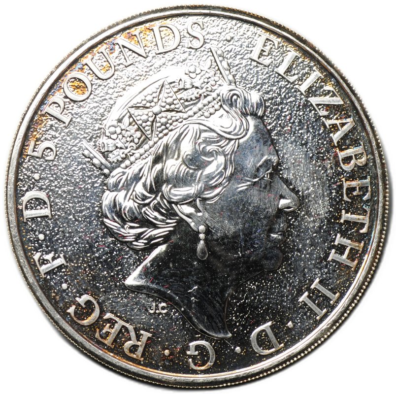 Монета 5 фунтов 2017 Звери Королевы - Грифон Эдуарда III Великобритания