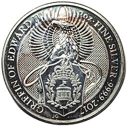 фото для Монета 5 фунтов 2017 Звери Королевы - Грифон Эдуарда III Великобритания Аверс