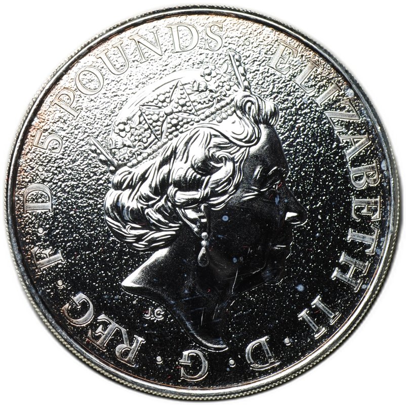 Монета 5 фунтов 2016 Звери Королевы - Лев Англии Великобритания