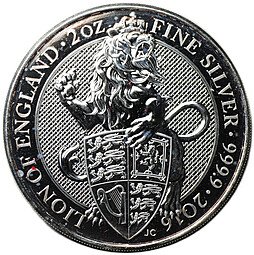 фото для Монета 5 фунтов 2016 Звери Королевы - Лев Англии Великобритания Аверс