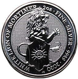 фото для Монета 5 фунтов 2020 Звери Королевы - Белый лев Мортимера Великобритания Аверс