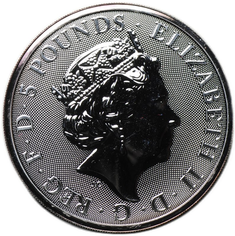 Монета 5 фунтов 2019 Звери Королевы - Йель Бофорта Великобритания