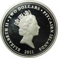 Монета 2 доллара 2011 Кролик Алиса в стране чудес Острова Питкэрн