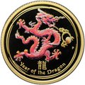 Монета 15 долларов 2012 Год Дракона Лунар цветная PROOF Австралия