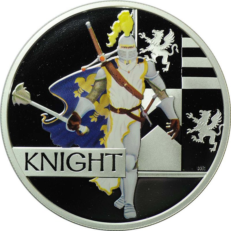 Монета 1 доллар 2010 Великие воины - Рыцарь Тувалу