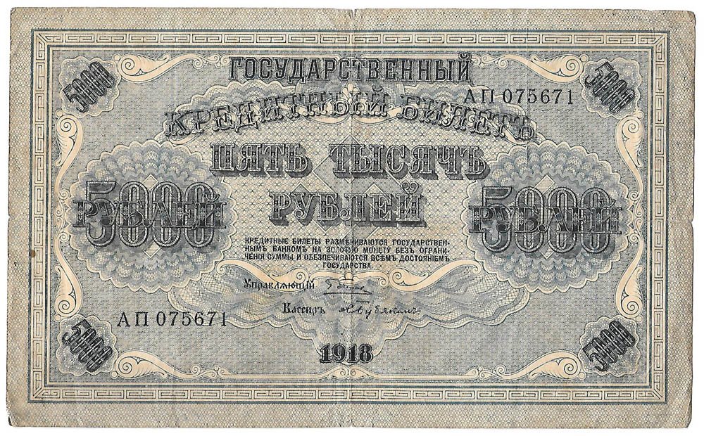 Банкнота 5000 рублей 1918 Бубякин