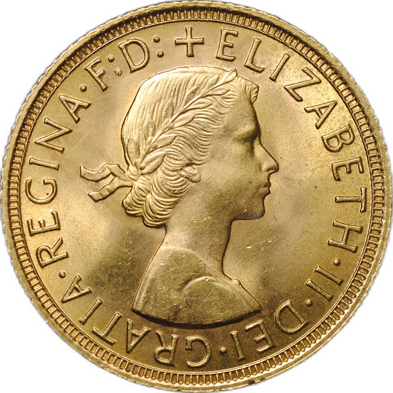 Монета 1 соверен (фунт) 1958 Великобритания