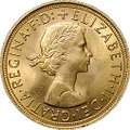 Монета 1 соверен (фунт) 1958 Великобритания