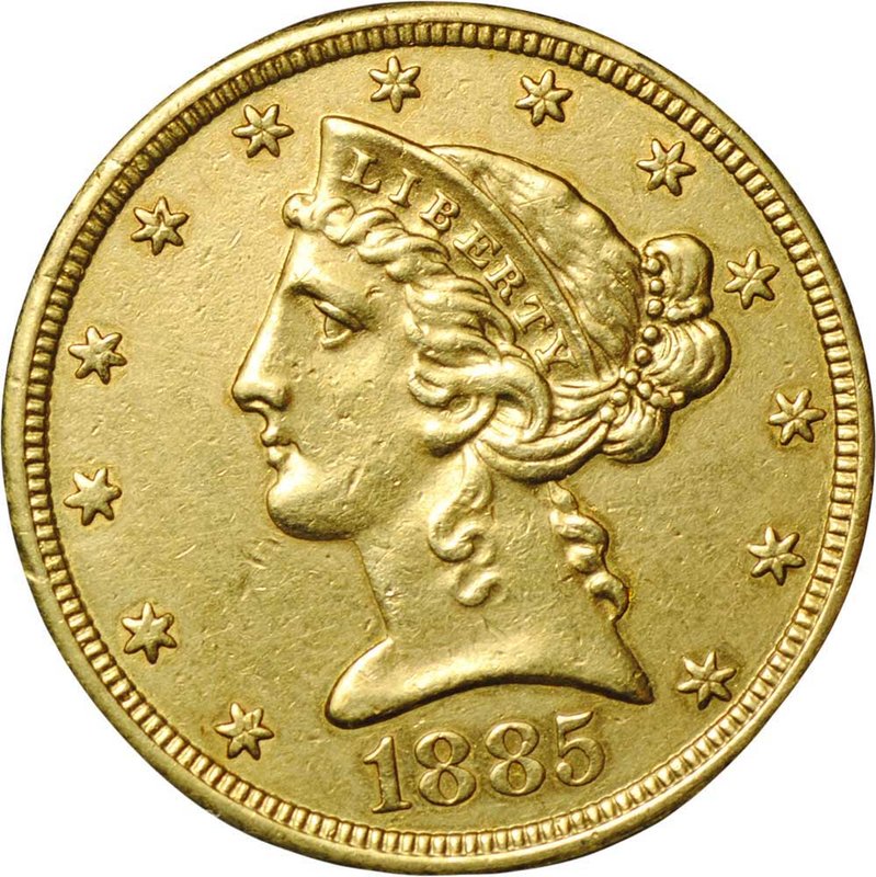 Монета 5 долларов 1885 S США