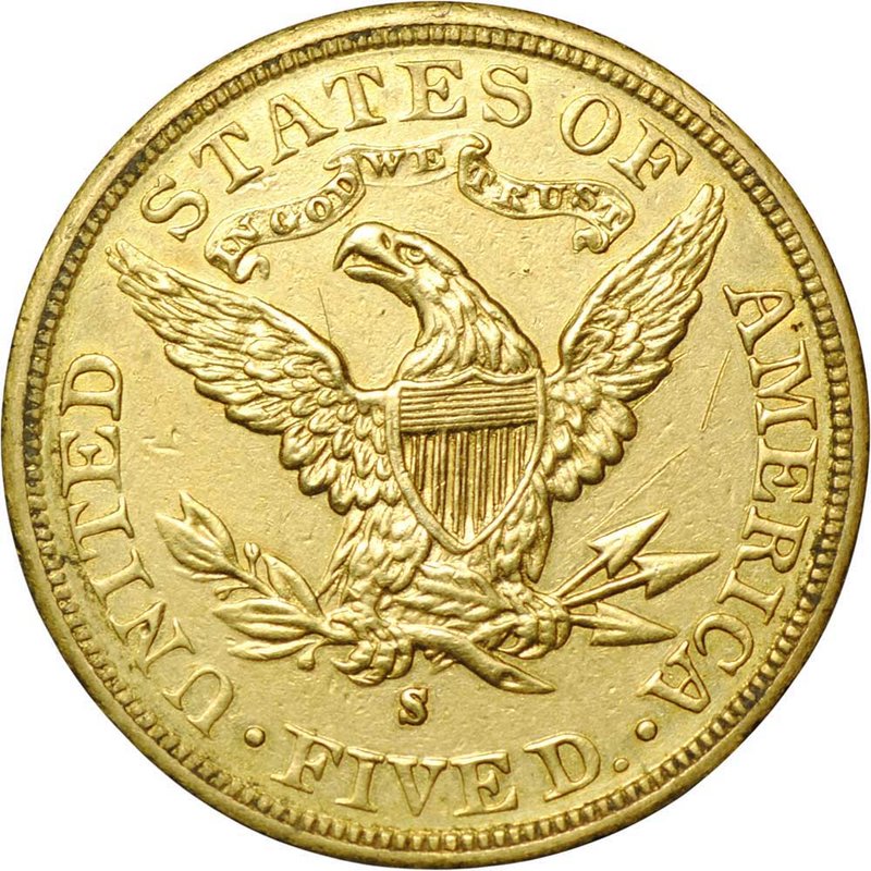 Монета 5 долларов 1885 S США