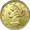 Монета 5 долларов 1881 США