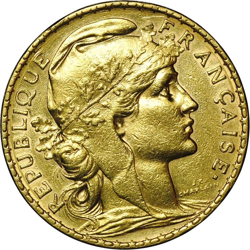 Монета 20 франков 1899 Франция