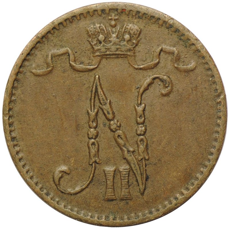 Монета 1 пенни 1916 Русская Финляндия