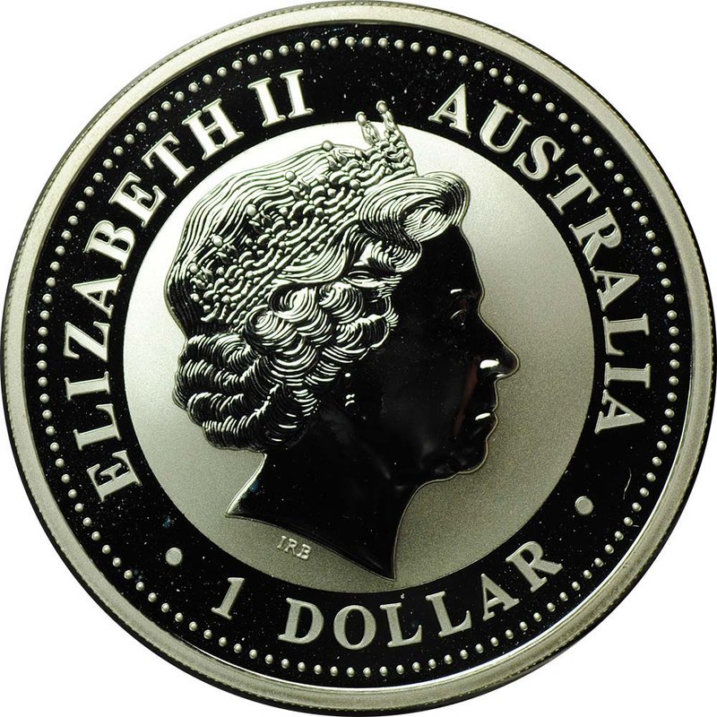 Монета 1 доллар 2001 Год змеи Лунар позолота Австралия