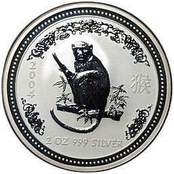 фото для Монета 2 доллара 2004 Год обезьяны Лунар Австралия Аверс