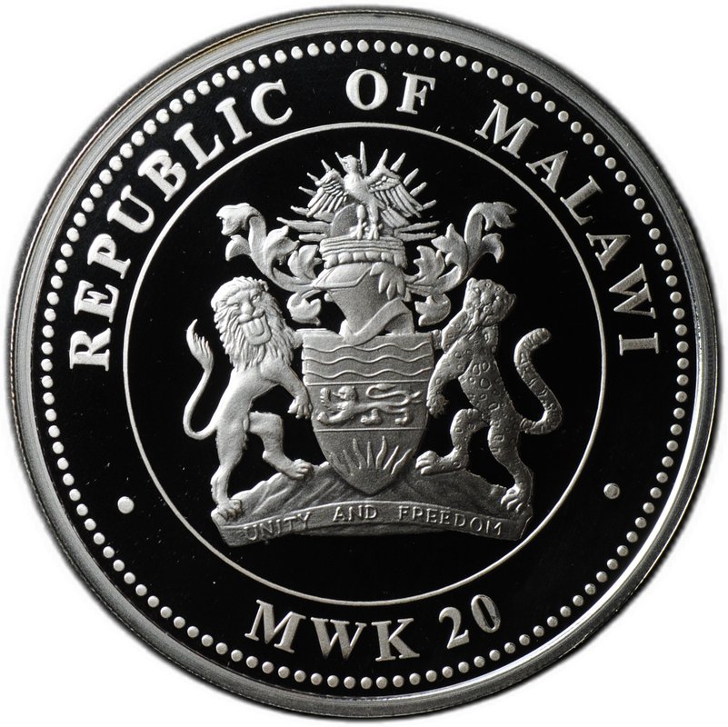 Монета 20 квача 2010 Год Тигра Малави