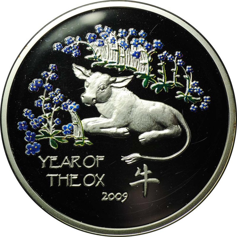 Монета 1 доллар 2008 Китайский гороскоп - Год быка 2009 PROOF Ниуэ