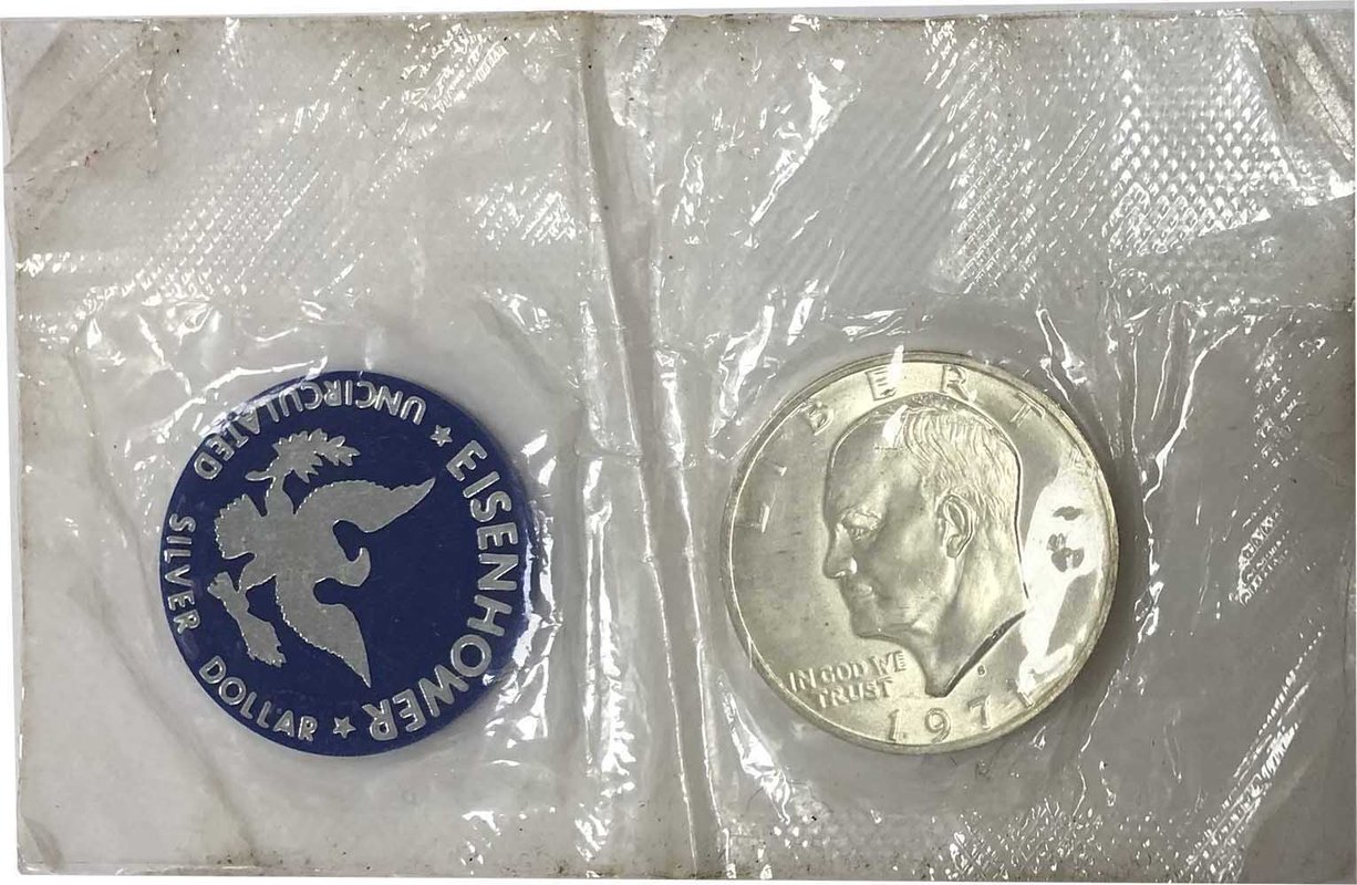 Набор 1 доллар 1971 S Эйзенхауэра серебро + жетон США